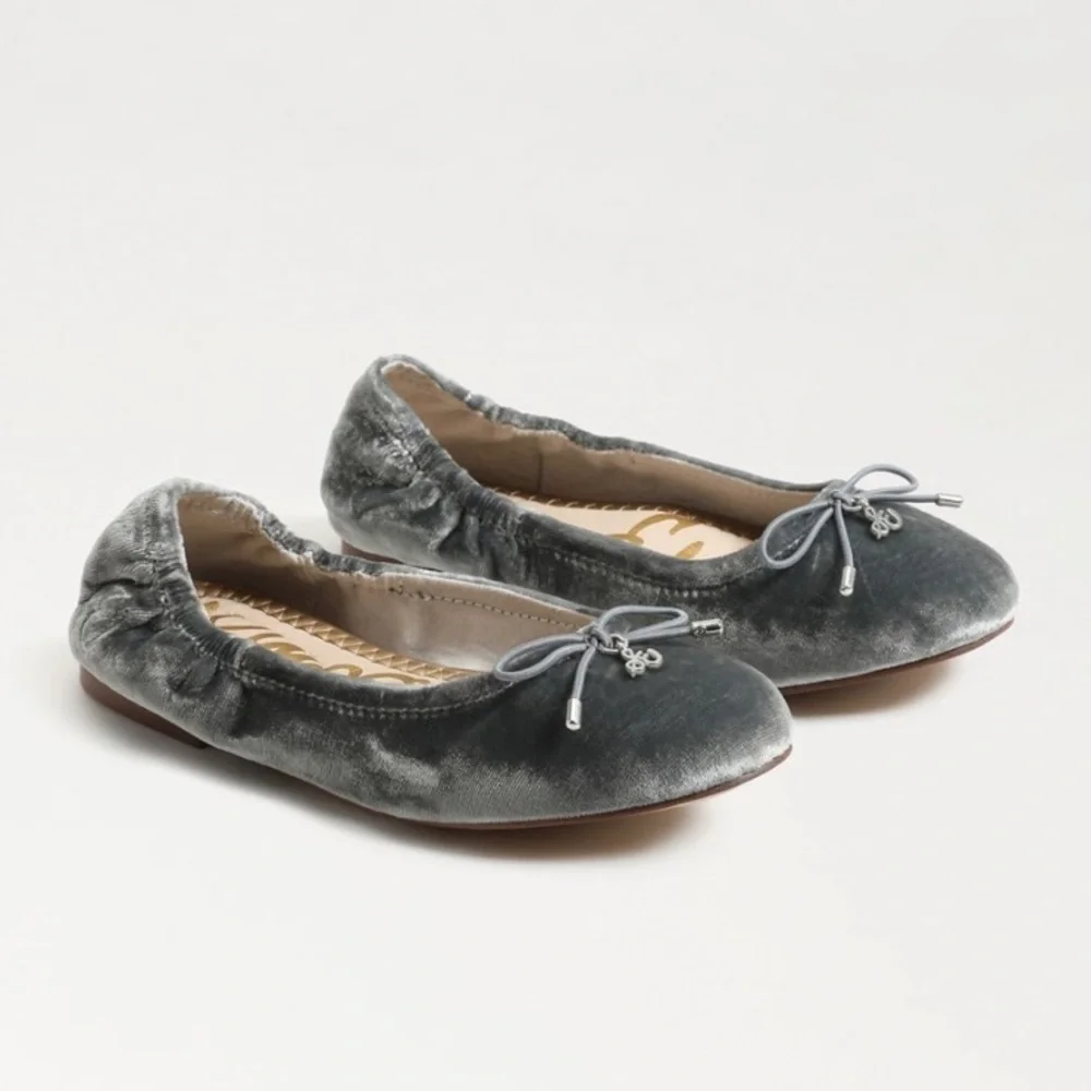 NIB Sam Edelman Felicia Kids Ballet Flat Smokey Blue Velvet Size 3M